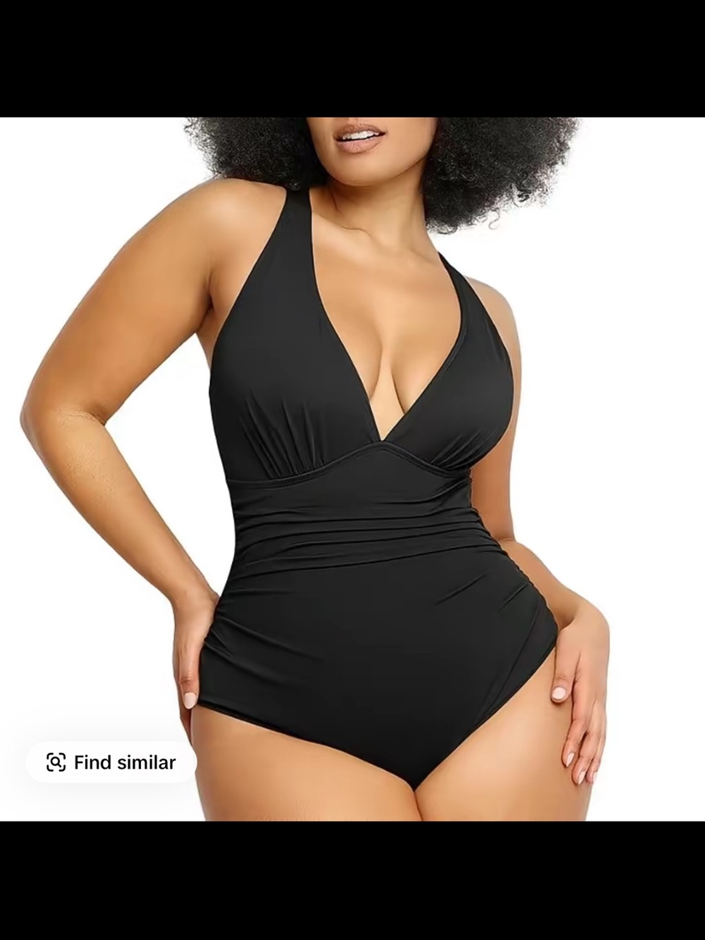 Classic Black V-Neck One-Piece Swimsuit for Women